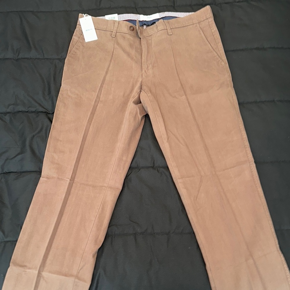 Brax Brown Chino Pants with Flat Front Design